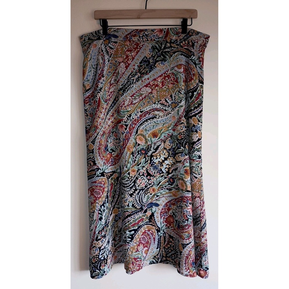 Vince Camuto Paisley Floral Midi Skirt Women's XL Boho Western Charm Lined Flowy - Picture 6 of 12